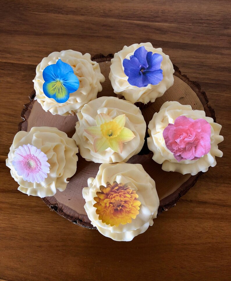Edible Small Assorted Flowers Cake & Cupcake Toppers Food Etsy