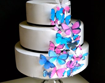 Edible Butterfly Cake & Cupcake Toppers - Assorted Pink and Blue set of 30 - Edible Butterflies