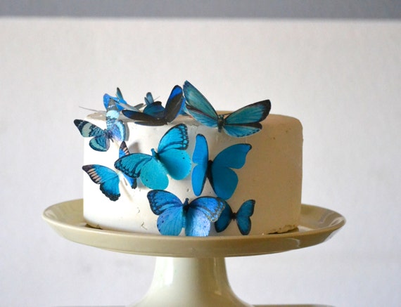 Wedding Cake Topper Edible Butterflies Assorted Blue- set of 15 - Cake & Cupcake Toppers - Food Decoration Wedding Cake Decoration Il_570xn