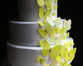 Wedding Cake Topper EDIBLE BUTTERFLIES - Assorted Yellow Buttercups set of 30 - Butterfly Wedding Cake & Cupcake toppers