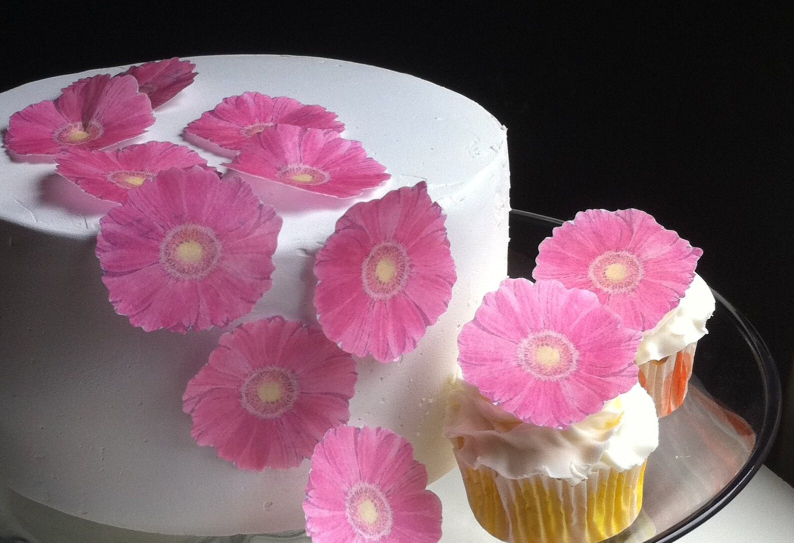 The Original EDIBLE Gerbera Daisies Pink Cake & Cupcake Etsy