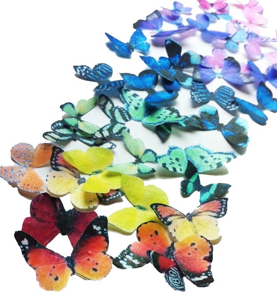 24 EDIBLE Butterflies The Original- Small Assorted Rainbow - Cake & Cupcake toppers - Food Decorations - PRECUT and Ready to Us