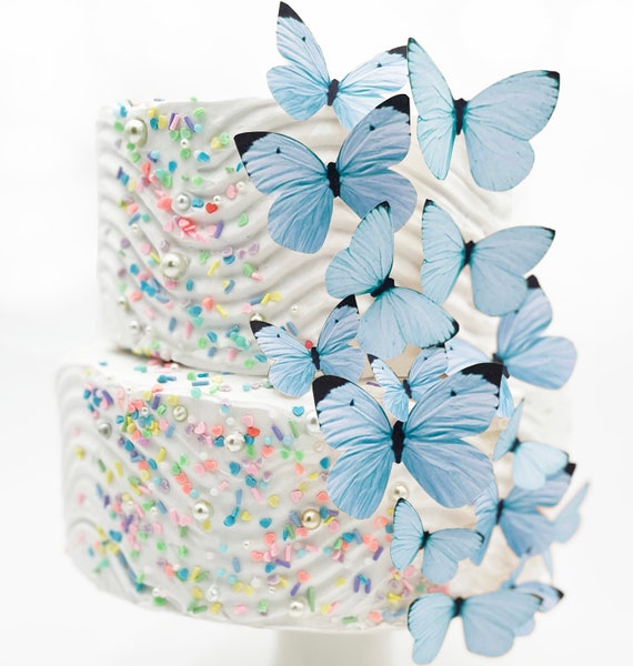 Wedding Cake Topper Edible Butterflies Pastel Choice of Color -  set of 15 - Cake & Cupcake Toppers - Food Decoration
