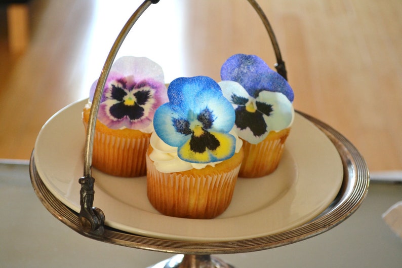 Edible Pansies- Pink, Purple, Blue - Cake & Cupcake toppers - Food Decoration