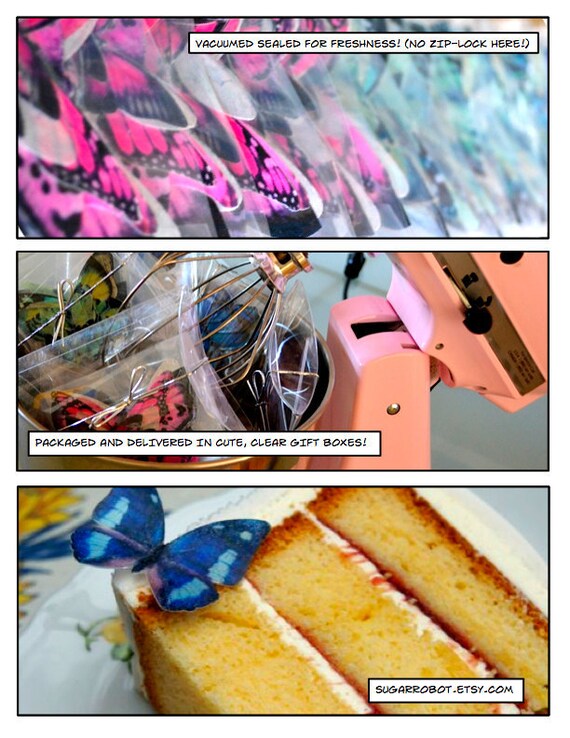 Gateau Papillon Comestibles Cupcake Toppers Bleu Et Rose Assorties Set De 30