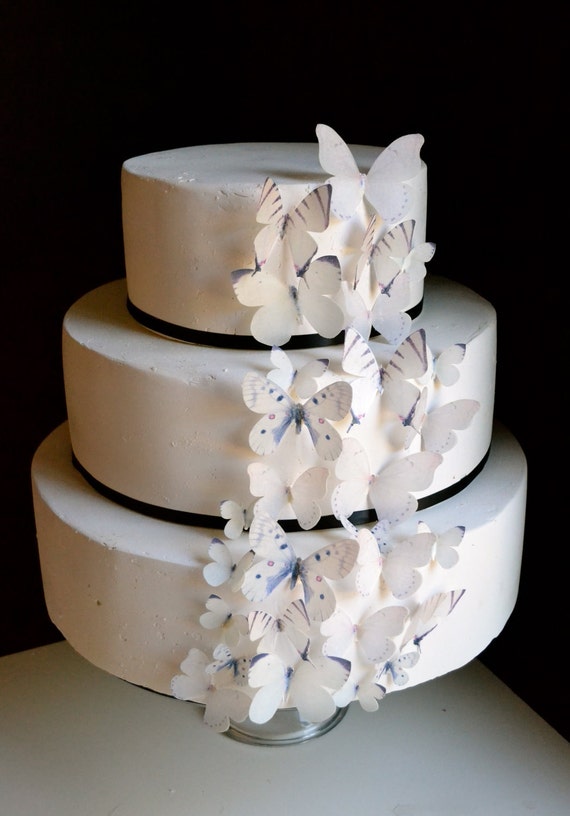 Wedding Cake Topper Wedding Cake EDIBLE BUTTERFLIES - Assorted Natural White set of 30 - Wedding Cupcake toppers - Food Accessories Il_570xn