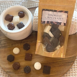 ASSORTED CHOCOLATES Wax Melts for wax melt warmer, para soy blend wax, cute shaped wax gift for home, candy chocolate shapes, highly scented
