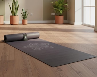 Microfibre Suede Yoga Mat: Non-Slip Natural Rubber -  Star Flower Design