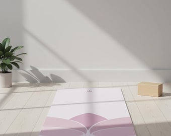Kompakt | Lila Blommig Microsuede TPE Superlätt, mjuk yogamatta med leder - 4 mm