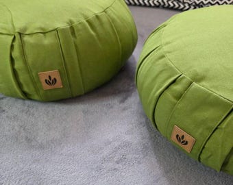 Organic Buckwheat Zafu Meditation Cushion: Washable Cotton Cover, Zen Support