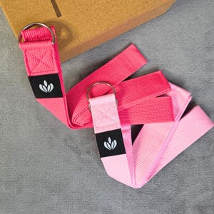 D Ring yoga Stretching Belt Pink Set -  to improve flexibility and form
