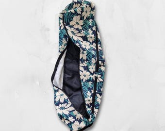Blue Green Floral Yoga Mat Bag, Adjustable Strap, Zipped Pockets