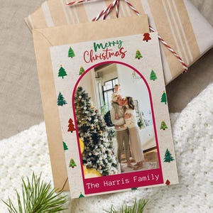 Boho Christmas Card Template, Photo Christmas Card, Arch Christmas Card, Merry Christmas Card, Editable Holiday Card, Boho Holiday Card