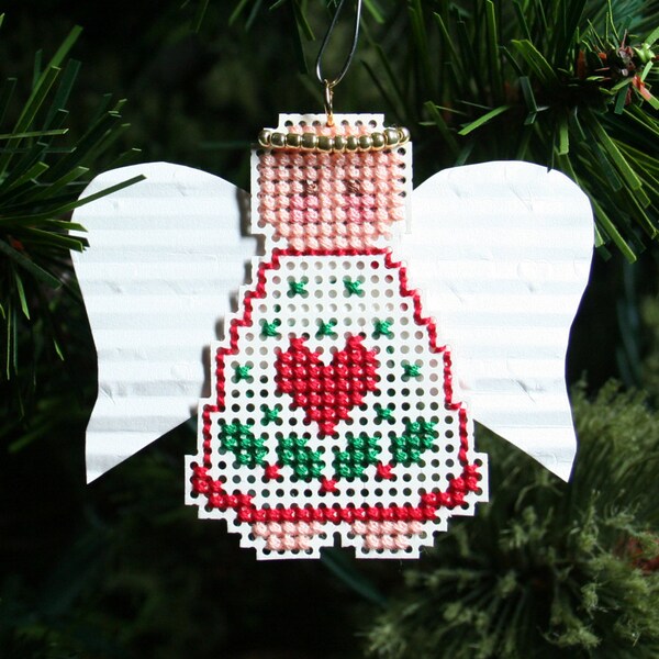 Angel Christmas Tree Ornament - Angel Juliana - Cross Stitched Holiday Ornament - Free U.S. Shipping