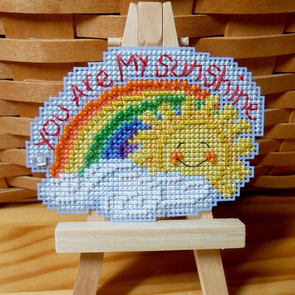 My Sunshine Cross Stitched and Beaded Ornament, Magnet, or Pin - Free U.S. Shipping