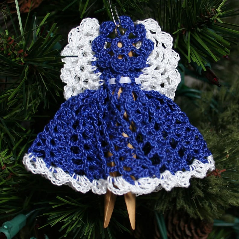 Angel Ornament Crocheted Clothespin Angel Holiday Christmas Etsy