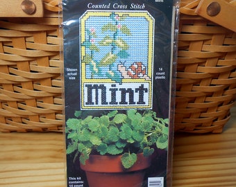 Mint Plant Pokes NMI Counted Cross Stitch Kit - Free U.S. Shipping