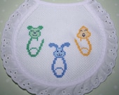 Drool Bib - Cross Stitched Diaper Pins Drool Bib - Pin Pals - Free U.S. Shipping