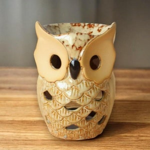 Wax Melt Burner, Gold Oil Burner, Owl Wax Burner, Ceramic Wax Burner, Candle Warmer, Housewarming gift