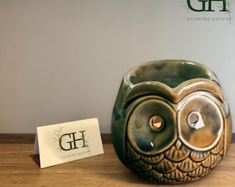 Owl Wax Burner: Ceramic Candle & Oil Warmer, Winter Decor