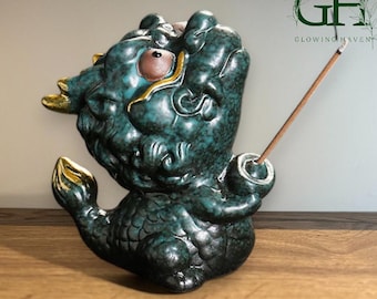 Ceramic Dragon Incense Burner: Desktop Zen Decor
