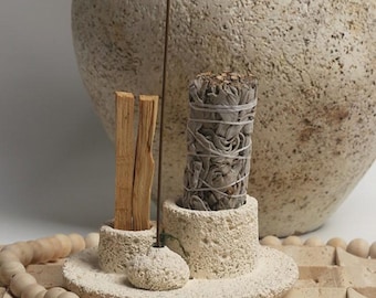 Stone Incense Holder: Palo Santo & Stick Tray, Boho Home Decor