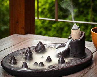 Mountain Waterfall Incense Burner: Serene Home Decor