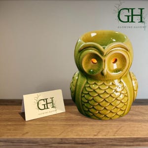Glazed Ceramic Owl Wax Melt Burner: Home Fragrance Warmer