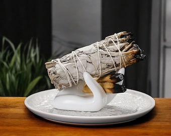Ceramic Hand Palo Santo Burner: Incense Holder & Altar Decor