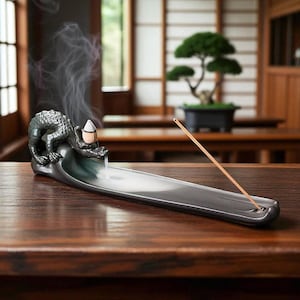 Ceramic Dragon Backflow Incense Burner: Waterfall Effect, Incense Stick Holder