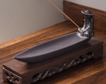 Bamboo Fisherman Incense Burner: Rustic Zen Decor