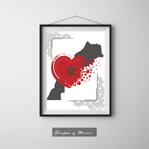 Carte du Maroc, art mural numérique