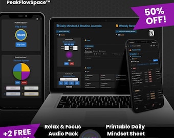 PeakFlowSpace™ ADHD Planner (9 Planners em 1) + 2 presentes GRÁTIS | Notion Template e Life Organizer para foco e produtividade