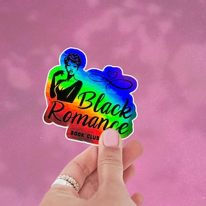 Black Romance Book Club | Holographic Sticker | Black Girl Reading | Bookish Black Girl Sticker | Kindle Sticker | Booktok | Bookish Gift