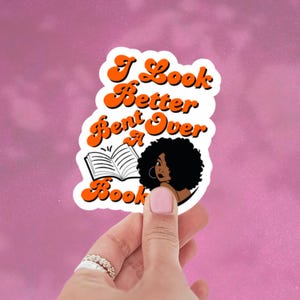 Bent Over A Book | Matte Sticker | Black Girl Reading | Bookish Black Girl Sticker