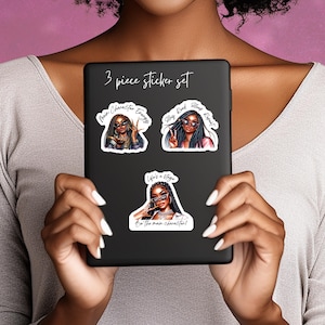 Main Character | 3pc Glossy Sticker Set | Black Girl Reading | Bookish Black Girl Sticker