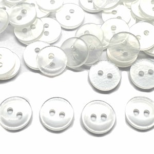 Bottoni per camicia rotondi semitrasparenti bianchi trasparenti da 100 pezzi, 2 fori, dimensioni 11 mm