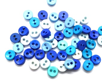 40 Small Blue Mother Of Pearl Butterfly Buttons 11mm 