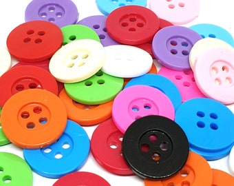 100 pcs Mix assorted colors 4 holes round buttons size 15mm for sewing crafts accessories
