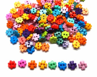 100 pcs Cute Tiny flower buttons size 6mm mix assorted colors for small sewing crafts