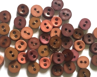 150 Pcs Tiny Buttons, Micro Buttons 2holes Size 6 Mm Mix dark Brown tone