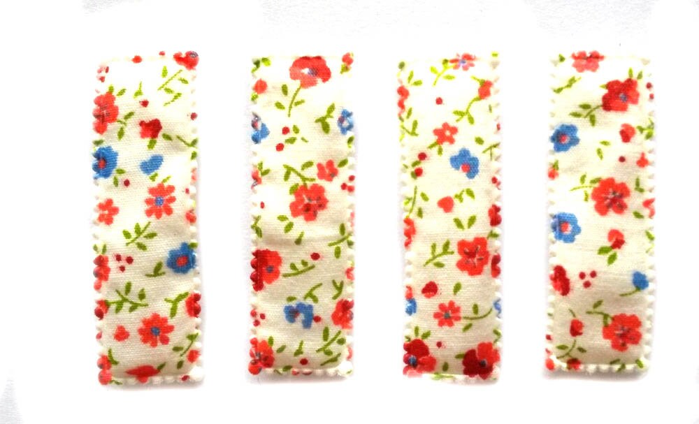 25 pcs Red blossom Flower printed Rectangular Hair Clip COVERS size 55 mm