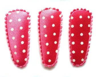 25 pcs hot pink satin dot small hair clip Covers for toddler baby children size 35 mm