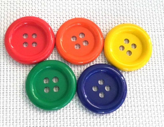 20 pcs Big buttons 4 holes size 33 mm mix red yellow orange dark green and  dark blue