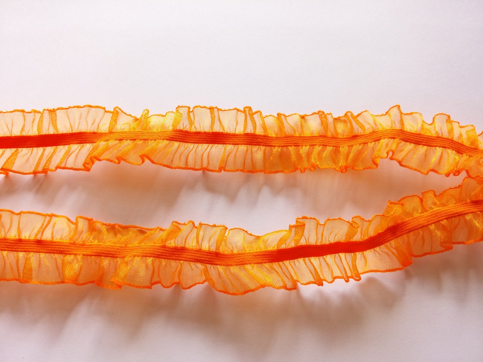 Organza Ruffle 2 Yards Plain Orange Organza Ruffle Elastic Trim Size 25 Mm | Etsy
