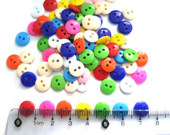 200 pcs small plain round buttons 2 holes mix assorted colors size 9 mm for sewing crafts