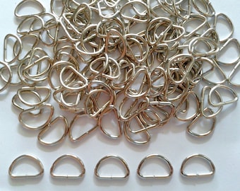 50 pcs Silver Tone D Ring findings - size 8 x 14 mm