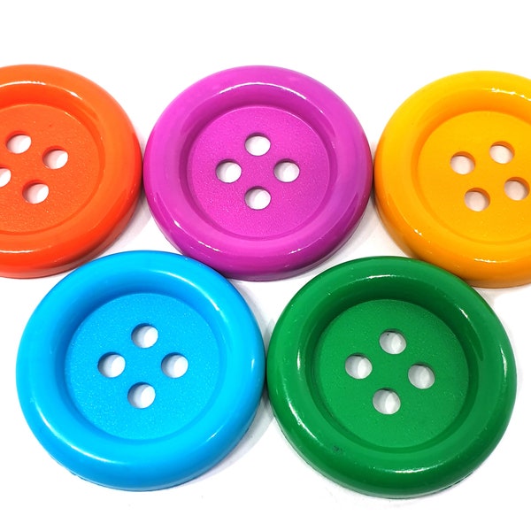 20 pcs Big buttons 4 holes size 33 mm red purple egg yellow light blue dark green