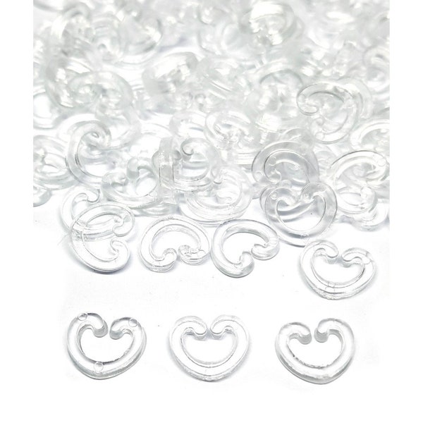 200 pcs Transparent Heart Clips Clasp size 10mm for Rainbow Loom Jewelry Making.