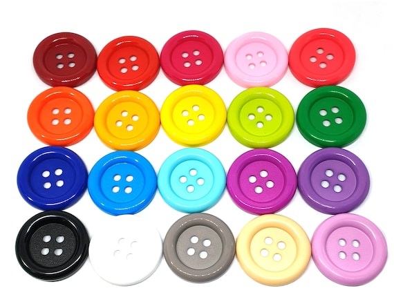 20 Pcs Big Buttons 4 Holes Size 33 Mm Assorted Colors 